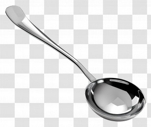 Soup Ladle - Silver Metal Ladle Kitchen Utensil Transparent PNG