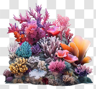 Realistic 3d Coral Reef - Colorful Coral Reef Ecosystem Transparent PNG