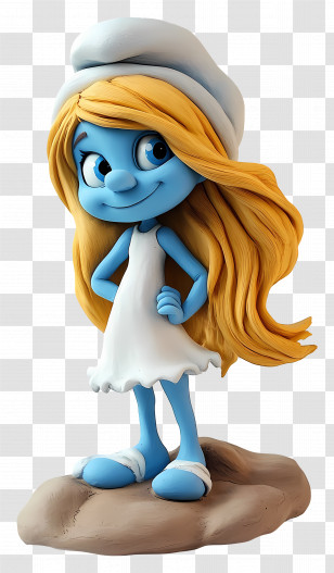 Smurfette - Blue Figurine With Hat Transparent PNG