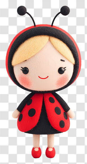 Cute Ladybug Girl - Adorable Ladybug Doll Toy Transparent PNG
