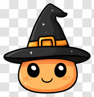 Halloween Hat - Cute Pumpkin With Witch Hat Transparent PNG