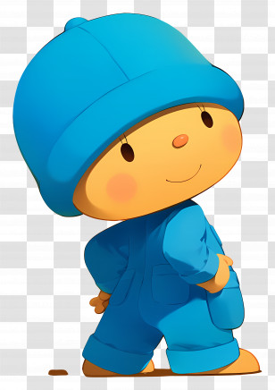Pocoyo - Cute Cartoon Child In Blue Outfit Transparent PNG