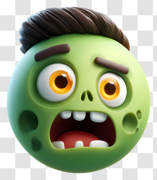 Zombie Emoji - Scared Green Zombie Emoji Face Transparent PNG