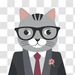 Cartoon Cat - Elegant Cat In Suit Illustration Transparent PNG