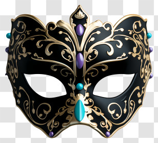 Realistic Style Masquerade Mask - Elegant Decorative Masquerade Mask Transparent PNG