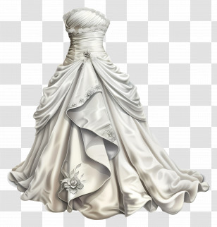 White Wedding Dress - Elegant White Wedding Dress Illustration Transparent PNG