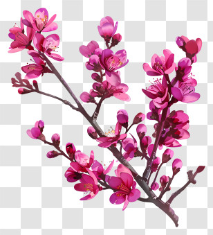 Chinese Redbud - Beautiful Pink Flowers On Branch Transparent PNG