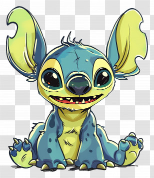 Stitch - Friendly Blue Alien Cartoon Character Transparent PNG