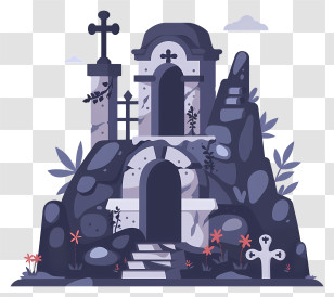 Tomb - Ancient Stone Tomb With Cross Transparent PNG