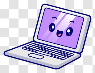 Cartoon Laptop - Cute Smiling Laptop Cartoon Transparent PNG