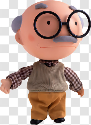 People - Cartoon Figure Of An Elderly Man With Glasses Transparent PNG