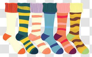 Lots Of Socks - Colorful Striped Socks Illustration Transparent PNG