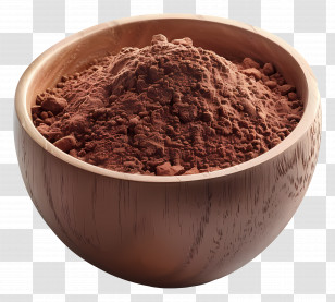 Cocoa Powder - Brown Cocoa Powder In Wooden Bowl Transparent PNG