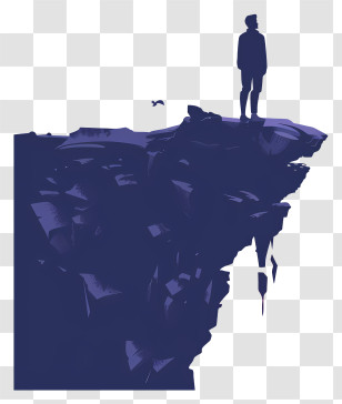 Man Standing On Cliff - Silhouette Of A Person On A Clifftop Transparent PNG
