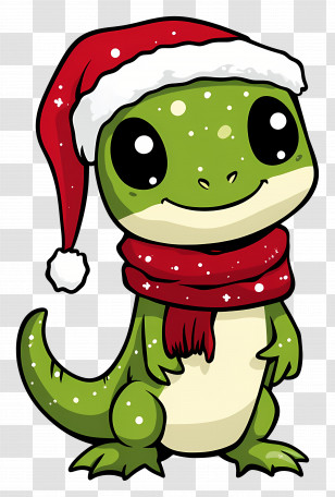 Christmas Lizard - Cartoon Lizard In Santa Hat Transparent PNG