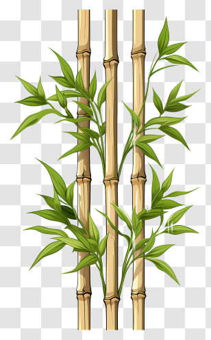 Doodle Style Bamboo Stem - Bamboo Plants Illustration With Leaves Transparent PNG
