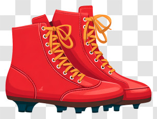 Red Football Boots - Red Boots With Yellow Laces Transparent PNG