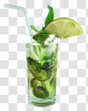 Mojito - Glass Of Mojito With Lime And Mint Transparent PNG