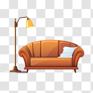 Couch And Lamp - Comfortable Sofa With Lamp Transparent PNG