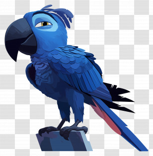 Blue Macaw - Animated Blue Parrot Illustration Transparent PNG