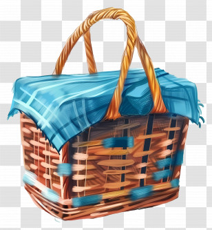 Picnic Basket - Wicker Picnic Basket With Blanket Transparent PNG