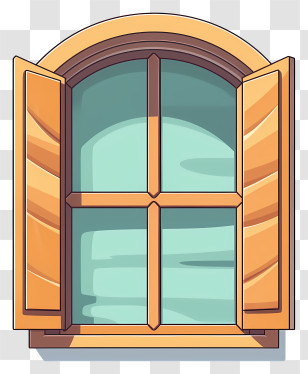 Window Blinds - Arched Window With Wooden Shutters Transparent PNG