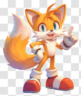 Miles Tails Prower - Cartoon Fox With A Playful Pose Transparent PNG