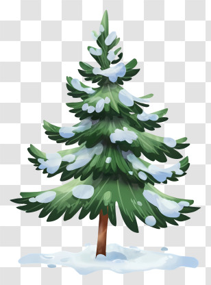 Cartoon - Snowy Pine Tree In Winter Transparent PNG
