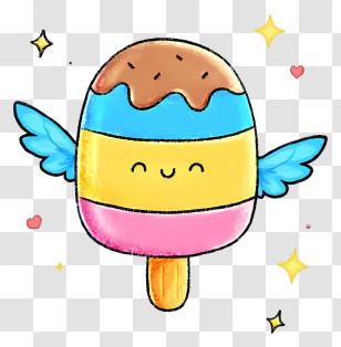 Kawaii Ice Cream Popsicle - Cute Winged Pastel Popsicle Transparent PNG