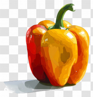 Yellow And Red Bell Pepper - Illustration Of A Yellow And Red Bell Pepper Transparent PNG
