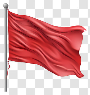 Hand Drawn Red Flag - Waving Red Warning Flag Transparent PNG