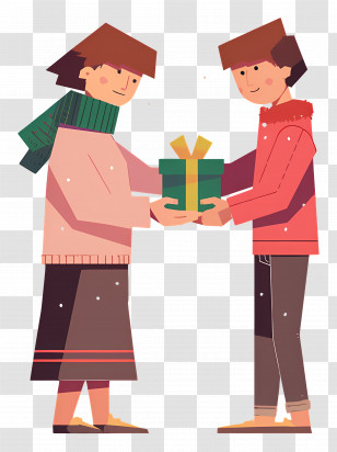 People Exchanging Gifts - Animated Characters Exchanging Gift Transparent PNG