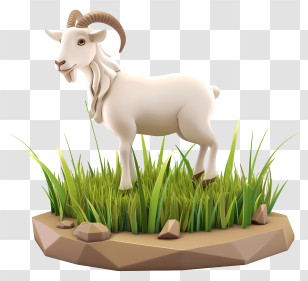 Goat - 3D White Goat Standing On Grass Transparent PNG