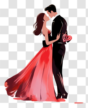 Romantic Couple - Romantic Couple In Elegant Illustration Transparent PNG