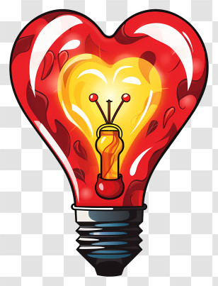 Light Bulb - Red Heart-Shaped Lightbulb Illustration Transparent PNG