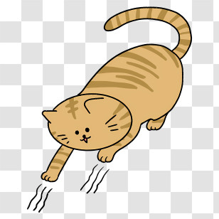Cartoon - Playful Orange Tabby Cat In Action Transparent PNG