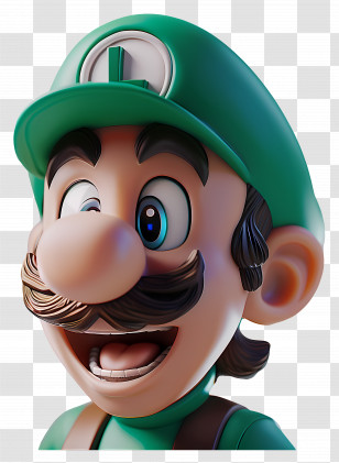 Luigi Mario - Green Hat Character With Overalls Transparent PNG