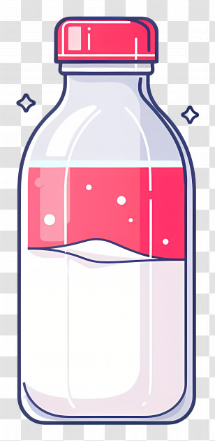 Milk Bottle - Cartoon Milk Bottle With Red Cap Transparent PNG