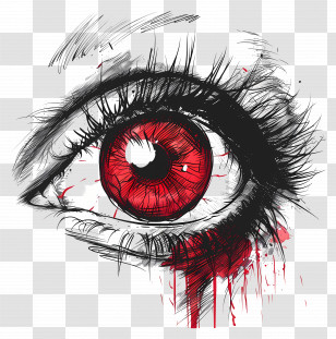 Open Eye - Dramatic Red And Black Artistic Eye Illustration Transparent PNG