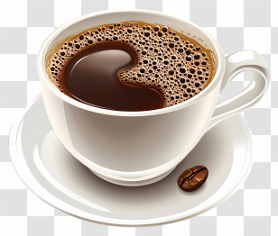 Drinking Coffee - Coffee Cup With Saucer And Coffee Bean Transparent PNG
