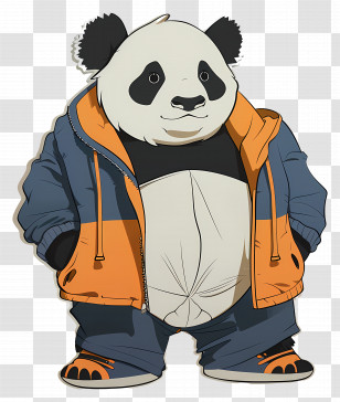 Panda - Panda In Jacket Transparent PNG