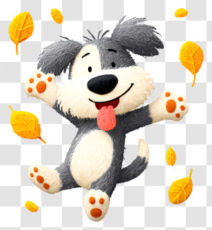 Dog Rolling In Autumn Leaves - Happy Dog With Autumn Leaves Transparent PNG