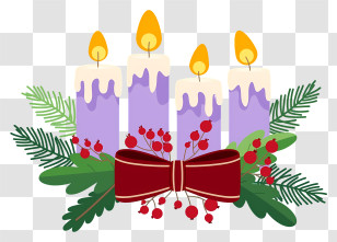 Purple Candles - Advent Candles With Holiday Accents Transparent PNG