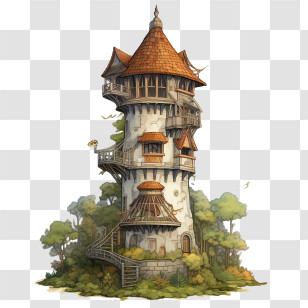 Wizards Tower - Fairytale Tower Surrounded By Nature Transparent PNG