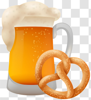 Pretzel - Beer Mug With Pretzel Illustration Transparent PNG