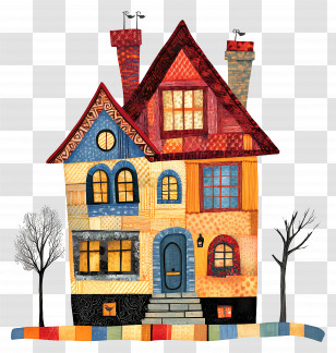 Patchwork House - Patchwork Doodle House Transparent PNG