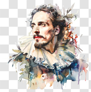 Shakespeare Day - Renaissance Man With Ruff Collar Transparent PNG