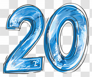 Number 20 - Blue Sketchy 20th Anniversary Transparent PNG
