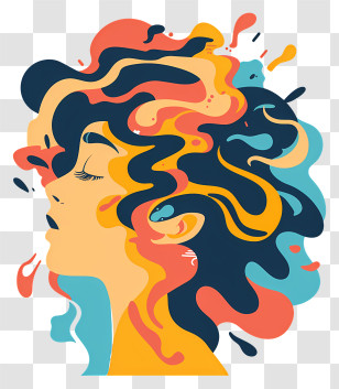 Mental Illness - Colorful Artistic Abstract Silhouette Of A Woman Transparent PNG