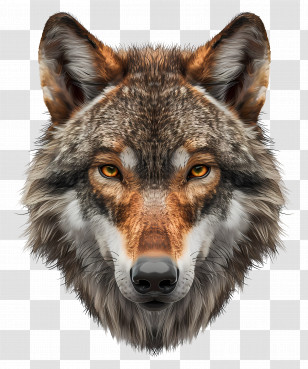 Wolf Face - Realistic Wolf Head Illustration Transparent PNG